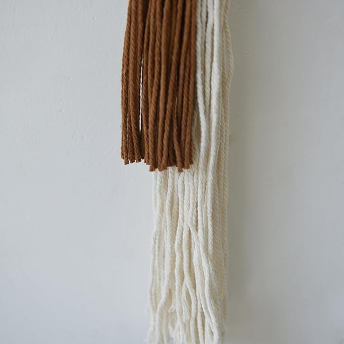 2Pcs Macrame Wall Hanging Boho Home Decor Fiber Art with Sphere Knots Tassels Handmade Yarn Art for Bedroom Living Room Office Entryway-Ruum Studio Home