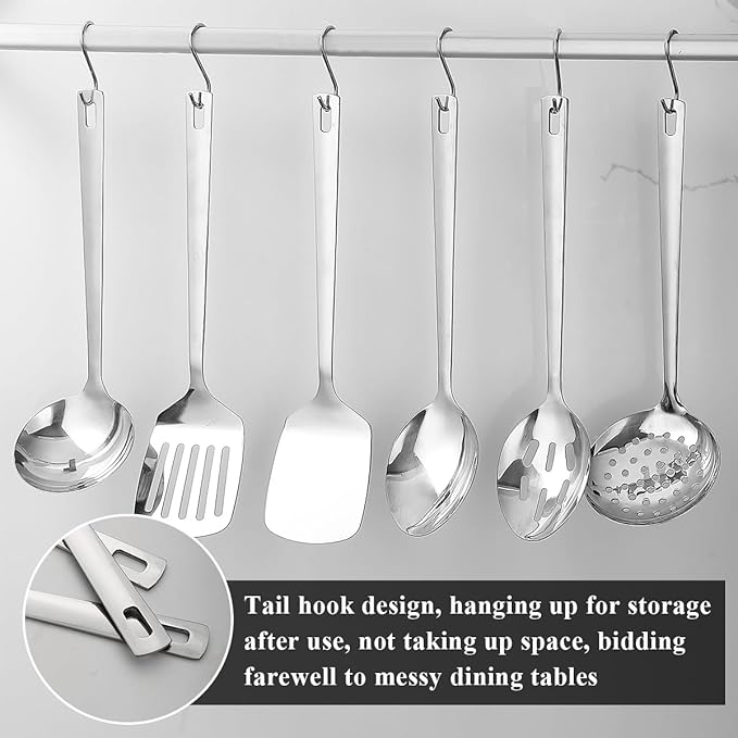 Evanda Kitchen Utensils Set 6pcs, Stainless Steel Cooking Utensils Set, Heavy Duty Kitchen Tools Spatulas Set, Home Essentials Kitchen Gadgets Accessories-Ruum Studio Home