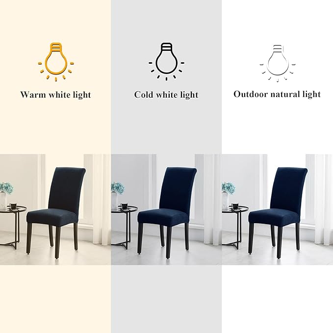 Joccun Chair Covers for Dining Room Set of 6,Dining Chair Slipcovers Stretch Dining Room Chair Covers Seat Protector,Washable Parsons Chair Cover for Home,Hotel,Banquet(Navy,6 Pack)