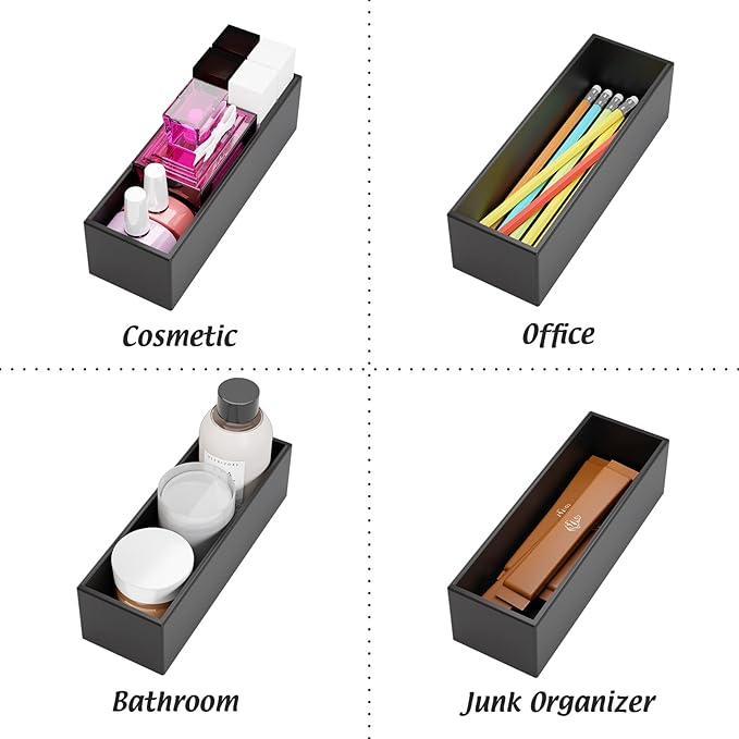 Black Bamboo Drawer Organizer - Silverware&Utensil Holder Organizer for Kitchen Drawers, Multi-Use Drawer Dividers Boxes for Bathroom Counter,Cabinet, Garage, Office Desk, Makeup, Jewelry (9"3"2.5")-Ruum Studio Home