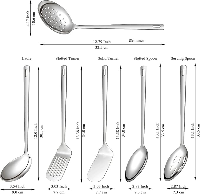 Evanda Kitchen Utensils Set 6pcs, Stainless Steel Cooking Utensils Set, Heavy Duty Kitchen Tools Spatulas Set, Home Essentials Kitchen Gadgets Accessories-Ruum Studio Home
