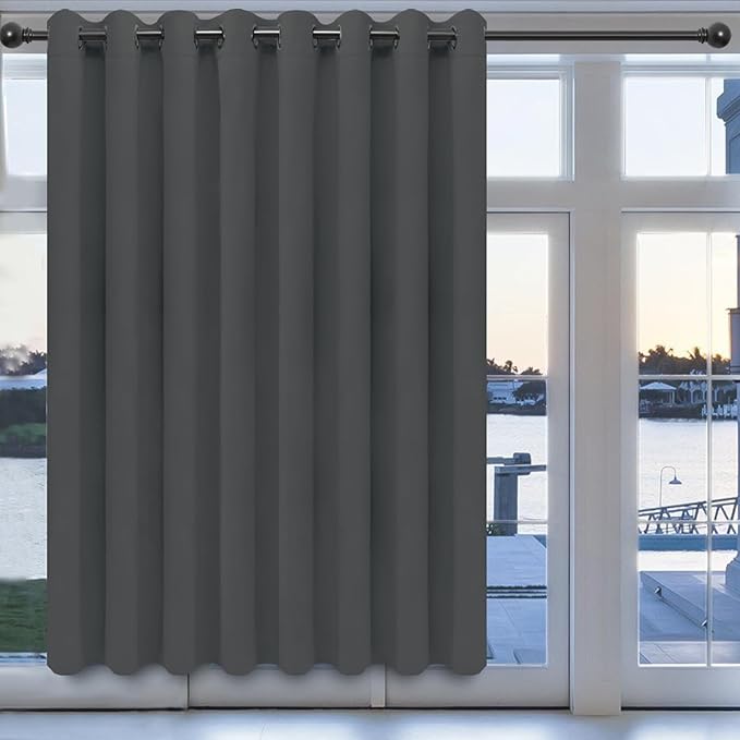 Easy-Going Blackout Door Curtains for Bedroom, Solid Thermal Insulated Grommet and Noise Reduction Window Drapes, Room Darkening Curtains for Living Room, 1 Panel (100x84 in, Gray)-Ruum Studio Home