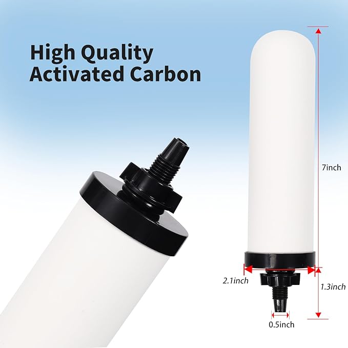 2 Pack 7'' ceramic water filter Candle,7 inch water filter replacement filters with Activated Carbon for Countertop Gravity Water Filter System,Water Cooler Filtration Systems.-Ruum Studio Home