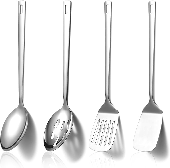 Homquen Stainless Steel Kitchen Utensils Set 4pcs, Cooking Utensils Set, Kitchen Tools Spatulas Set, Cooking Spoons, Home Essentials Kitchen Gadgets Accessories-Ruum Studio Home