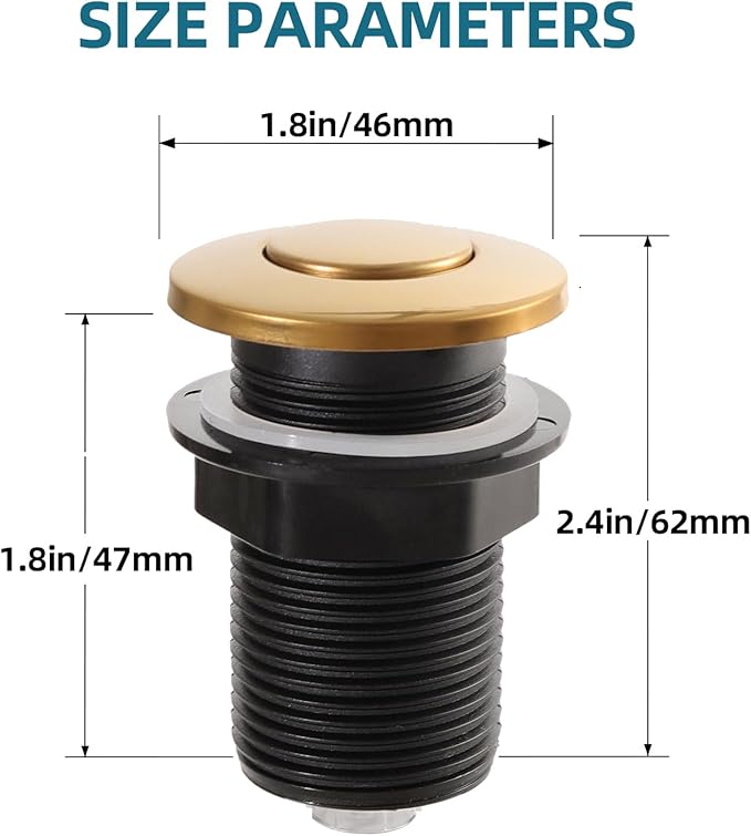 RQYEKDO Garbage Disposal 32mm/1.26 inch Air Switch Kitchen Sink Top Long Stainless Steel Polished Nickel Long for Food and Waste Disposal On/Off Air Button Parts…-Ruum Studio Home