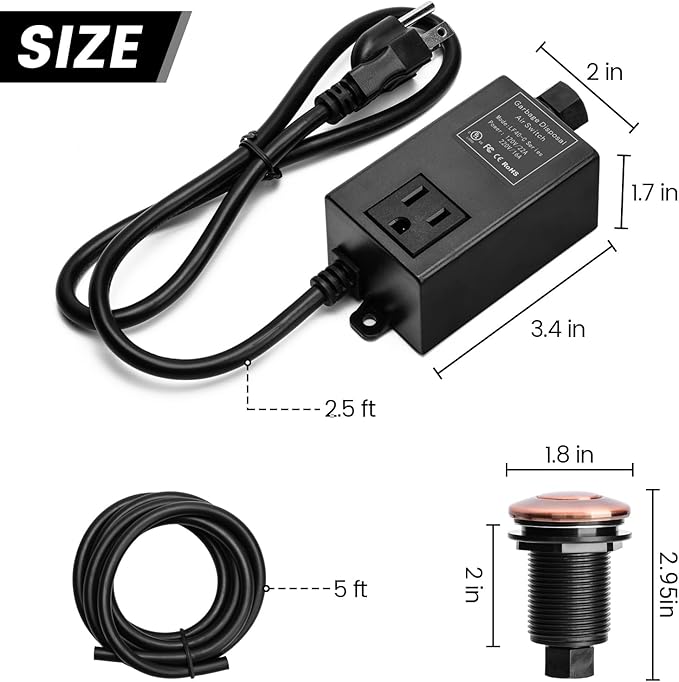 Garbage Disposal Air Switch Kit for SinkTop Waste Disposal with Stainless Steel Oil Rubbed Bronze(ORB) Short Air Button by briidea-Ruum Studio Home
