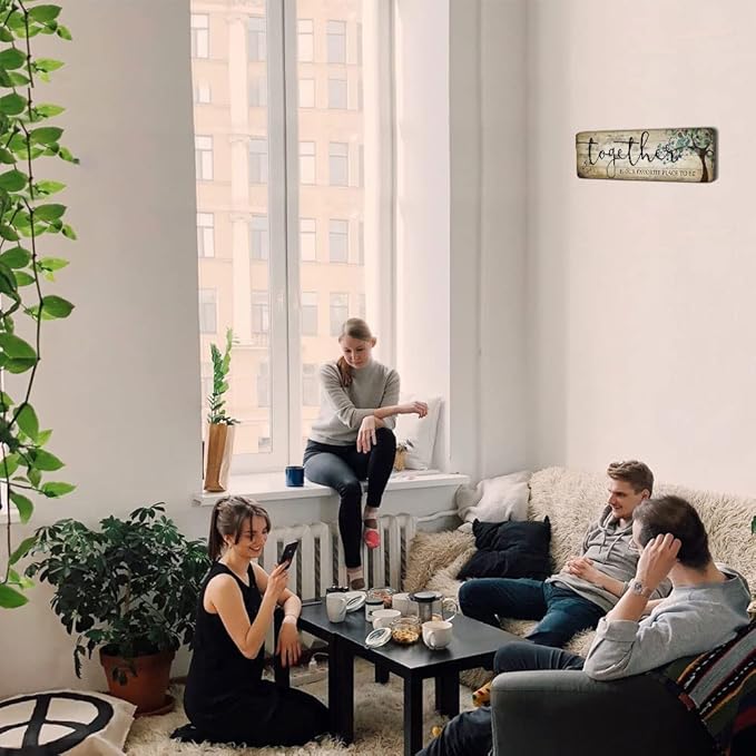 Family Art Decor Inspirational Quotes Wall Hanging Sign - Together is Our Favorite Place to Be - Motivational Home Art Decor Wood Plaque Sign 16"x5"-Ruum Studio Home