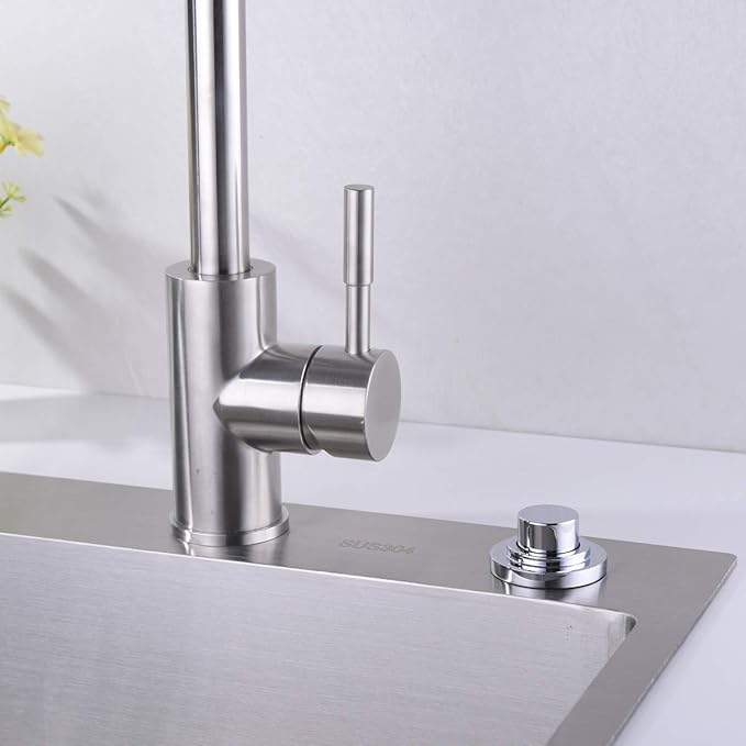 SinkTop Air Switch Kit (Long Full Brass Button) for Garbage Disposal, Cordless Chrome-Ruum Studio Home