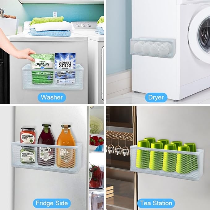 Picowe Magnetic Laundry Organizer, Extra Large Magnet Basket for Laundry Room,16.5lb Capacity Magnetic Shelf for Washer /Dryer, Fridge & Small Spaces (XL, White)-Ruum Studio Home