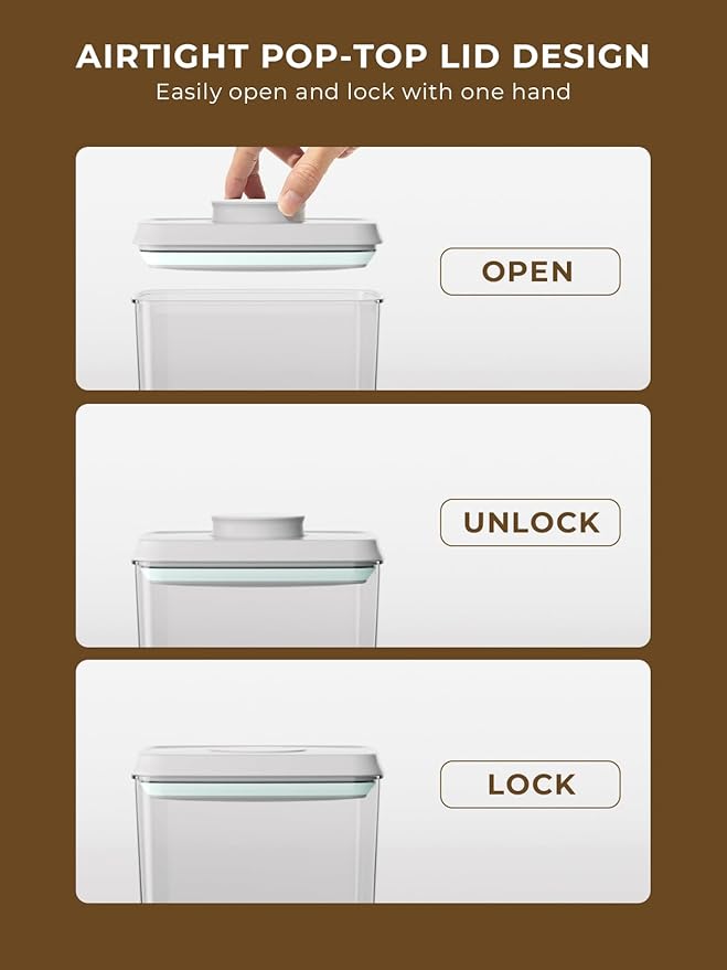 Pop Storage Set – 4 Pack Airtight Food-Grade Containers with Lids, BPA-Free, with Measurement Marks for Flour, Sugar, Pantry Organization-Ruum Studio Home
