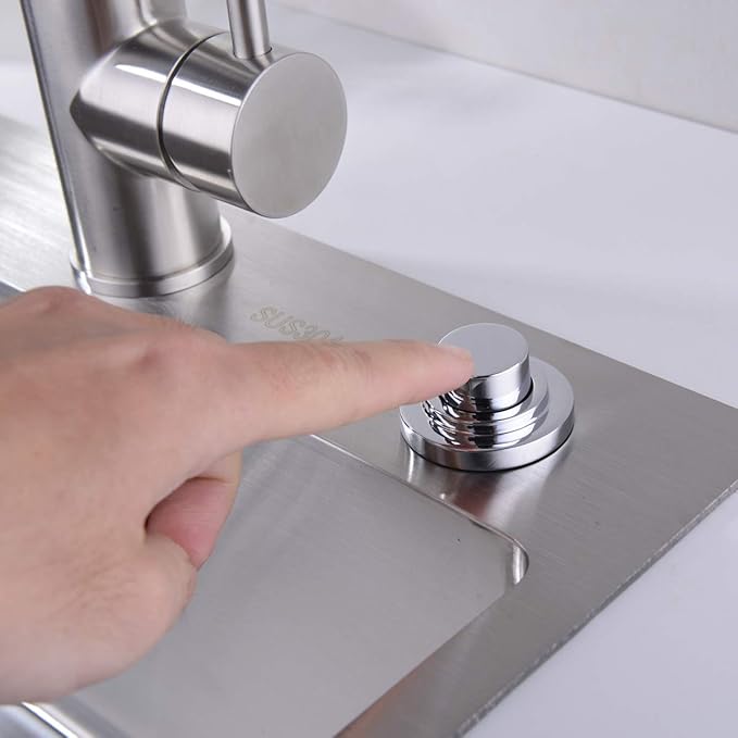 SinkTop Air Switch Kit (Long Full Brass Button) for Disposal, Dual Outlet, (Chrome)-Ruum Studio Home