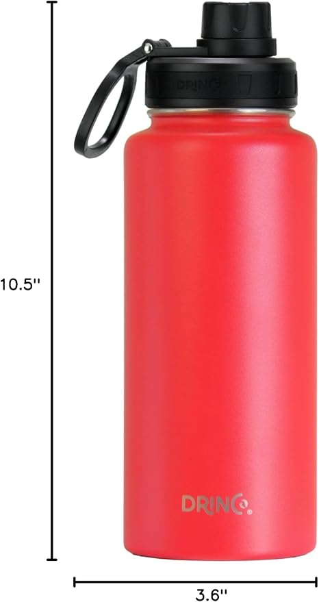 DRINCO Stainless Steel Water Bottle Spout Lid Vacuum Insulated Double Wall Water Bottle Wide Mouth (40oz 32oz 22oz 18oz 14oz) Leak Proof Keeps Cold or Hot (32 oz, 32oz Barn Red)-Ruum Studio Home
