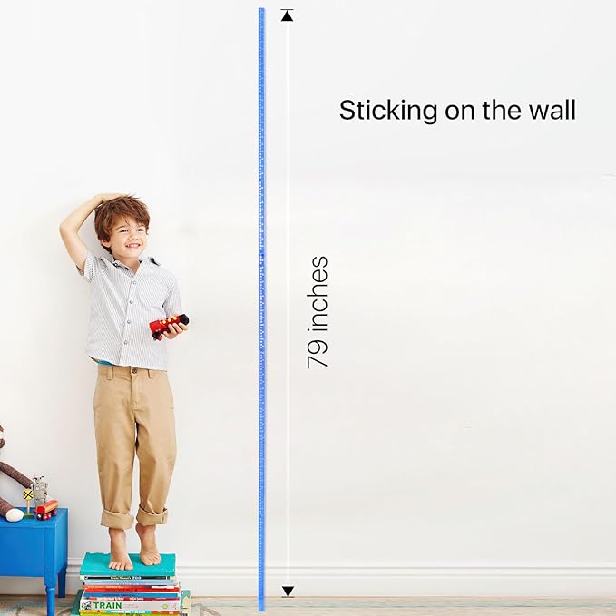 Height Measurement for Wall, Children Height Chart Ruler, Portable 3D Removable Growth Chart, Wall Height Measurement for Kids and Nursery Medical Office 79 inch (Blue)-Ruum Studio Home