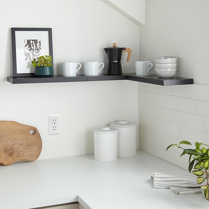 BAYKA Floating Shelves for Wall, Wall Mounted Rustic Wood Shelves for Bathroom, Bedroom, Living Room, Kitchen, Hanging Shelf for Books/Storage/Room Decor with 22lbs Capacity (Black, Set of 3, 15.7in)-Ruum Studio Home
