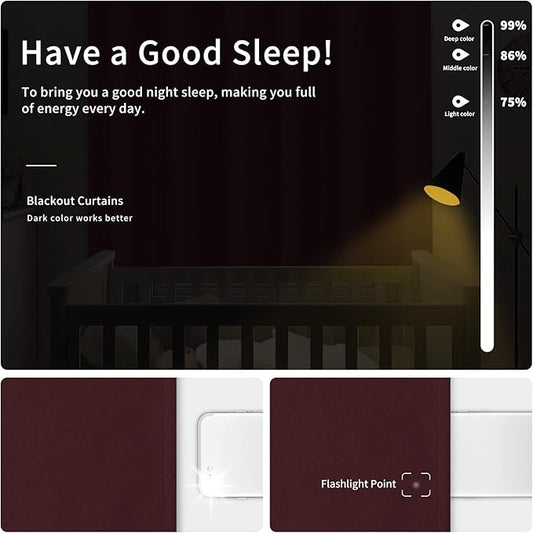 Easy-Going Blackout Curtains for Bedroom, Solid Thermal Insulated Grommet and Noise Reduction Window Drapes, Room Darkening Curtains for Living Room, 2 Panels (42x54 in, Wine)-Ruum Studio Home