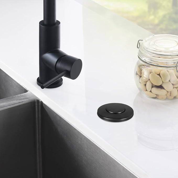 Air Switch Kit for Garbage Disposal, UL Listed Sink Top Air Switch for Food Waste Disposal, 3.58” Extra Long Air Button (Black Stainless Steel)-Ruum Studio Home