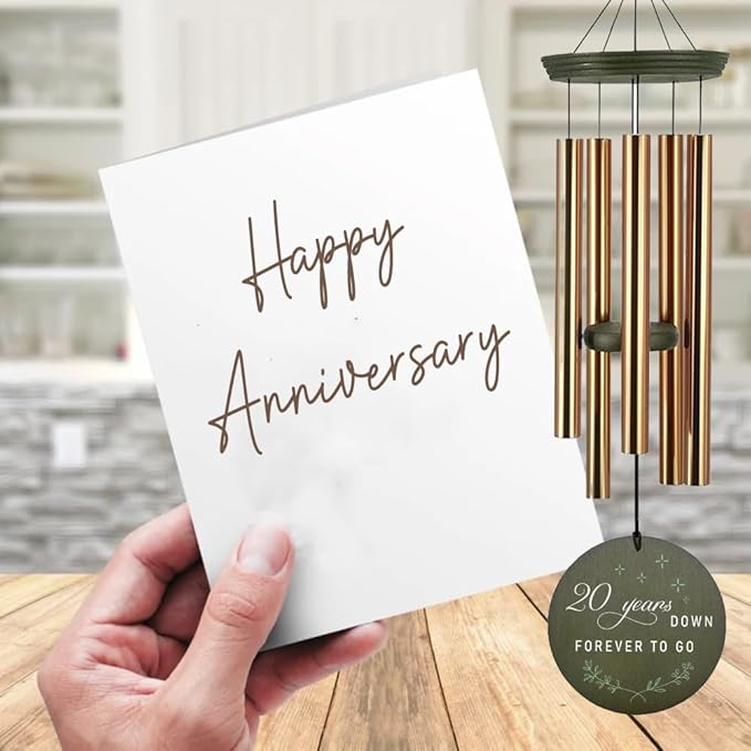 ASTARIN Personalized 20th 50th Anniversary Wind Chime, Happy Anniversary Wedding Valentine's Day Gift for Wife Husband Men Women Sister, Golden Keepsake Decorations for Parents Couples-Ruum Studio Home