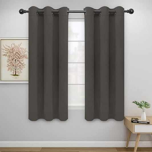 Easy-Going Blackout Curtains for Bedroom, Solid Thermal Insulated Grommet and Noise Reduction Window Drapes, Room Darkening Curtains for Living Room, 2 Panels(42x72 in, Taupe)-Ruum Studio Home