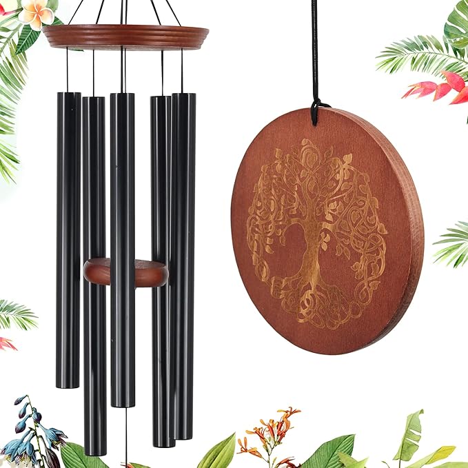Wind Chimes for Outside,Outdoor Wind Chimes for Mother & Grandma - Large Garden Hanging Decor with Tree of Life Engraving, Perfect for Yard, Home, Christmas, Birthdays-Ruum Studio Home