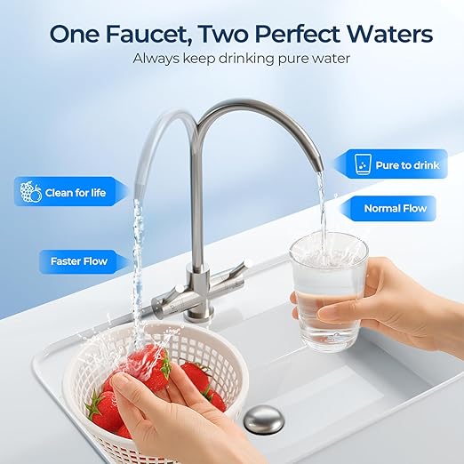 Ecoviva Under Sink Reverse Osmosis System, 8-Stage Water Filtration System, 600 GPD Water Purifier, Fast Dispense, 2.5:1 Pure to Drain, Easy Installation, Reduce PFAS, NSF/ANSI 58 Certified-Ruum Studio Home
