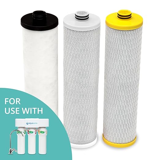 Aquasana Replacement Filter Cartridges for 3-Stage Max Flow Claryum Under Sink Water Filtration System - Filters 99% Of Chlorine - 3 Count - AQ-5300+R-Ruum Studio Home