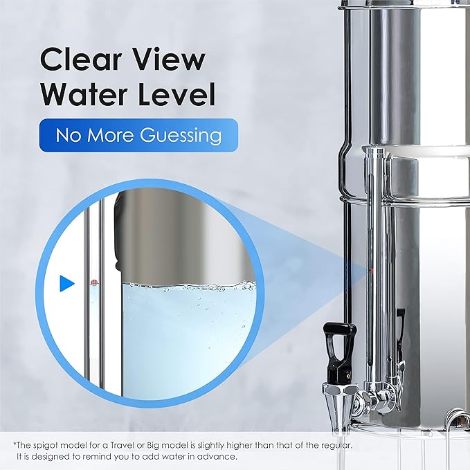 Waterdrop Sight Glass Spigot, Replacement for The Berkey® Gravity-Fed Water Filtration System, Clear View Water Level with Red Floating Ball, Durable Metal Material-Ruum Studio Home