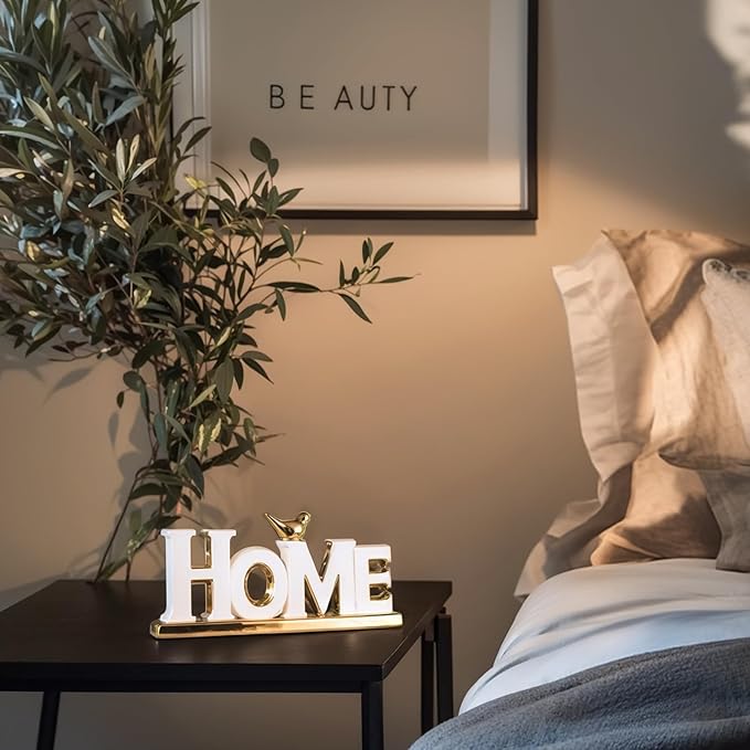 Love Sign Decoration,White and Gold Love Signs for Home Decor Statue,Modern Bird Sculpture Personalized Love Decor,Gold Style Figurine Decorative Ornaments for Living Room,Bedroom,Desktop (Home white)-Ruum Studio Home