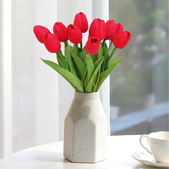 20pcs Red Artificial Tulip Fake Flower 12.9 Inch Spring Mother's Day Easter Gift for Home Kitchen Wedding Decoration-Ruum Studio Home