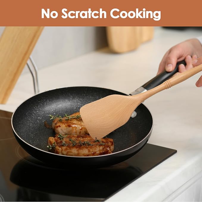 comfoyar Wooden Spoons for Cooking, 7 Pieces Kitchen Cooking Utenails Set with Spatula and Ladle, Heat Resistant Kitchen Cookware for Nonstick Pan-Beech-Ruum Studio Home
