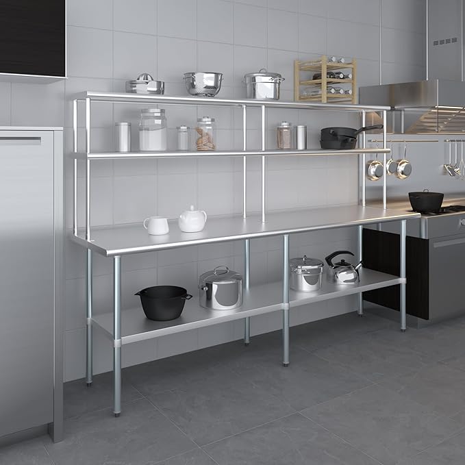 AmGood Double OverShelf Stainless Steel NSF - Many (96" Long x 12" Deep)-Ruum Studio Home
