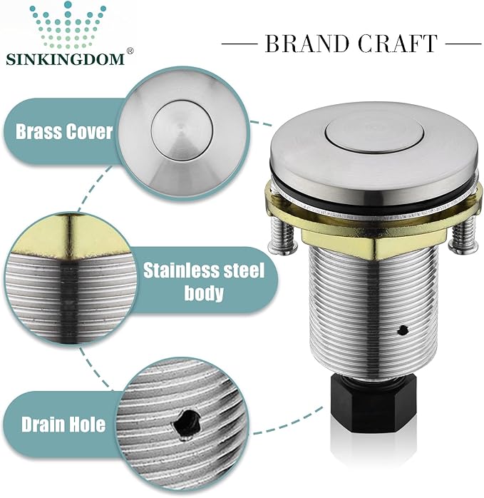 Garbage Disposal SinkTop Air Switch Kit with Stainless Steel Button,Brushed Nickel-Ruum Studio Home