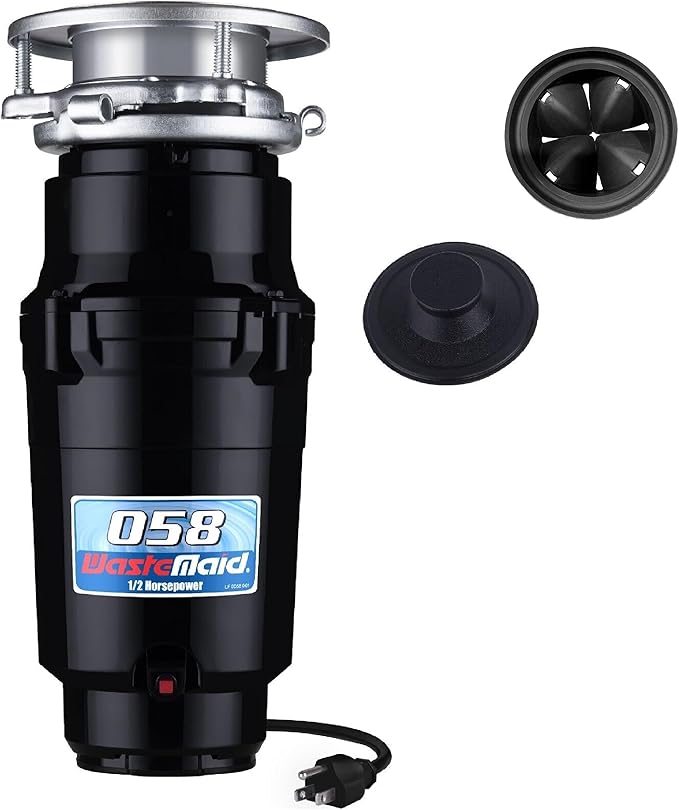 Waste Maid 10-US-WM-058-3B Garbage Disposal Anti-Jam Stainless Steel Food Waste Grinding System, 1/2 HP Economy, Black-Ruum Studio Home