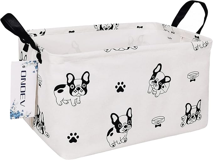 Rectangular Fabric storage box, decorative basket and finishing basket with handle are used for the storage of clothes, books and sundries (Bulldog) 14.9’’L ×10.2’’W×9.05’’H inches-Ruum Studio Home