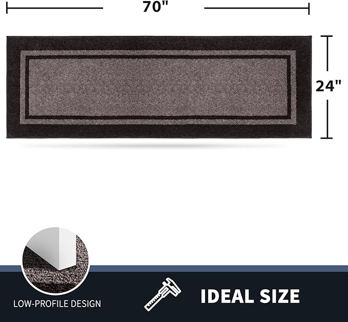 PURRUGS Dirt Trapping Door Mat 24" x 70", Non-Slip/Skid Machine Washable Entryway Rug, Shoes Scraper, Area Rug, Super Absorbent Welcome Mat for Muddy Wet Shoes and Paws, Grayish Brown & Coffee-Ruum Studio Home