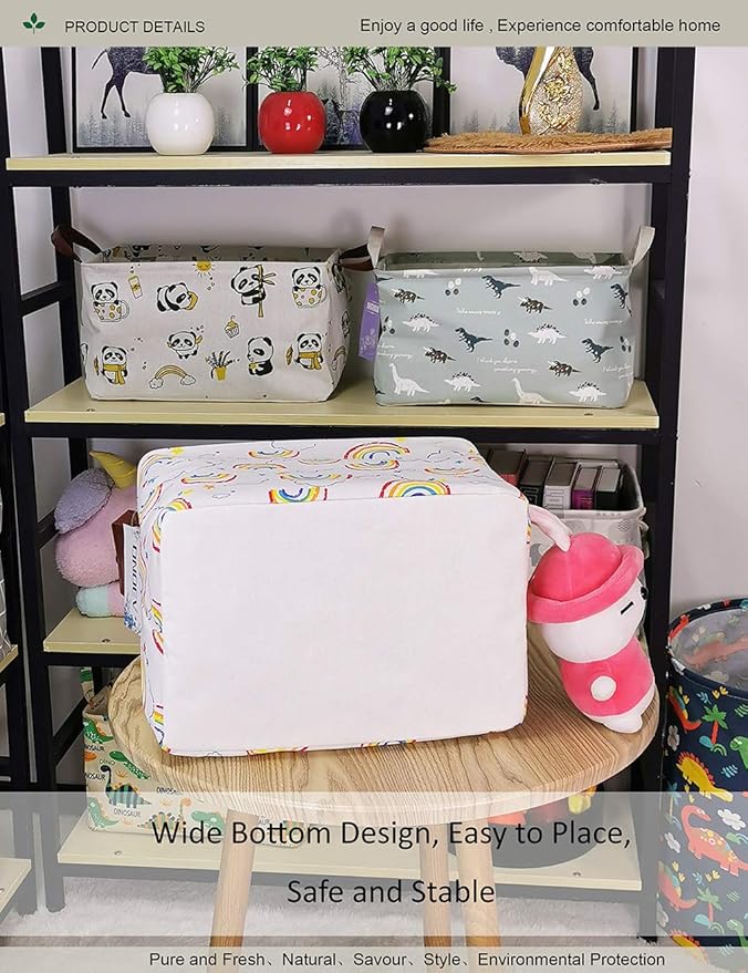 Rectangular Folding Laundry Basket, waterproof Canvas Basket,gift basket,Suitable for children's room,Office,Clothes,Toys Storage (rainbow)-Ruum Studio Home