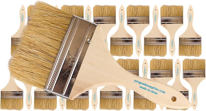 Pro Grade - Chip Paint Brushes - 24 Ea 4 Inch Chip Paint Brush Light Brown-Ruum Studio Home