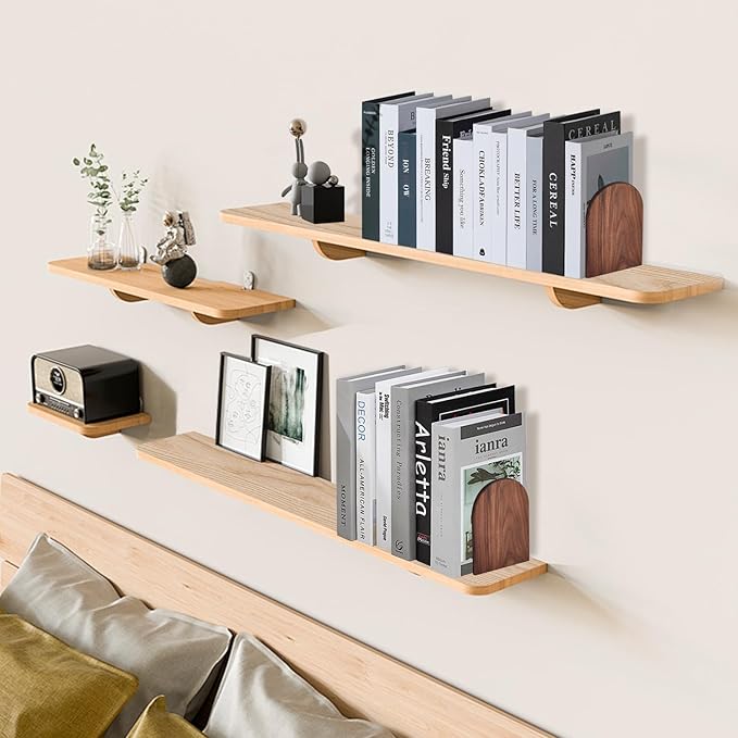 Book Ends, Large Sturdy Wooden Bookends for Shelves - Heavy Duty Non-Slip Book Organizers, Decorative Bookend Holders for Home Office, Library, Black Walnut Universal Economy Bookend, 1 Pair-Ruum Studio Home