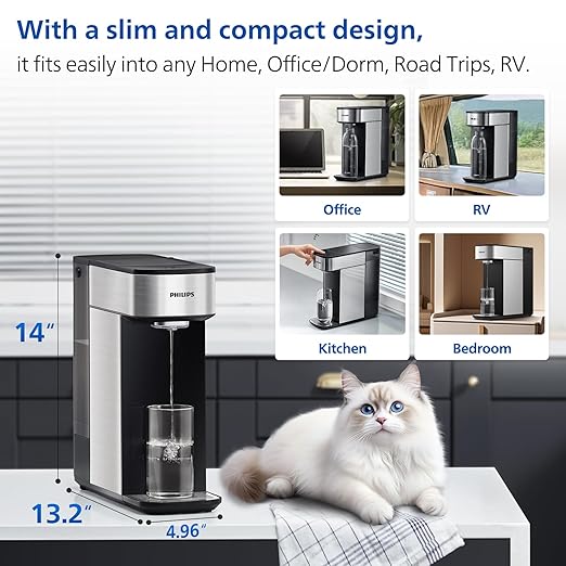 Reverse Osmosis Water Filter Countertop, PHILIPS Compact 5-in-1 RO Water Filtration System Purifier Dispenser with Aquaporin Technology Tested by NASA, NSF/ANSI 372 Certified, Reduce TDS-Ruum Studio Home