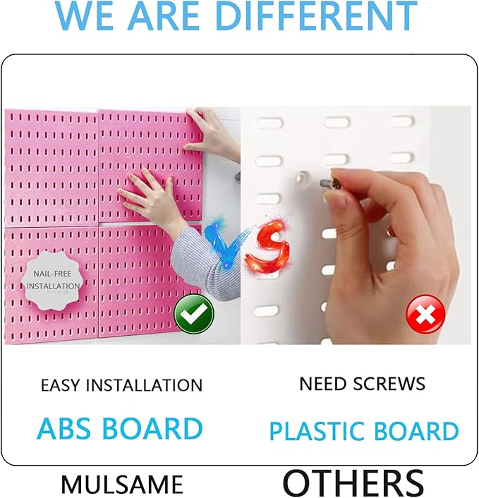 Pegboard Combination Kit, 25.2" x 25.2" Wall Mounted Storage Set with 4 Pegboards & 20 Accessories Hanging, Peg Boards Organizer-Ruum Studio Home