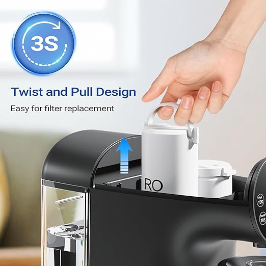 Ecoviva Countertop Reverse Osmosis System RO Water Filter, 5-Stage Filtration, Real-time TDS Monitor, 3:1 Pure to Drain, No Installation Portable Water Purifier-Black-Ruum Studio Home