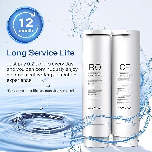 Ecoviva Countertop Reverse Osmosis System RO Water Filter, 5-Stage Filtration, Real-time TDS Monitor, 3:1 Pure to Drain, No Installation Portable Water Purifier-Black-Ruum Studio Home