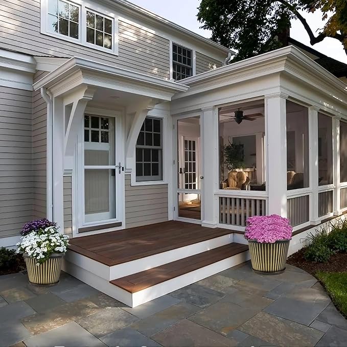 16 inch Large Planter Indoor Outdoor Plant Pots, 4 Pack Plastic Flower Pots with Saucer And Drainage Holes, Modern Garden Planters For Planting Medium Large Plants, Decorative Resin Garden Pots-Ruum Studio Home