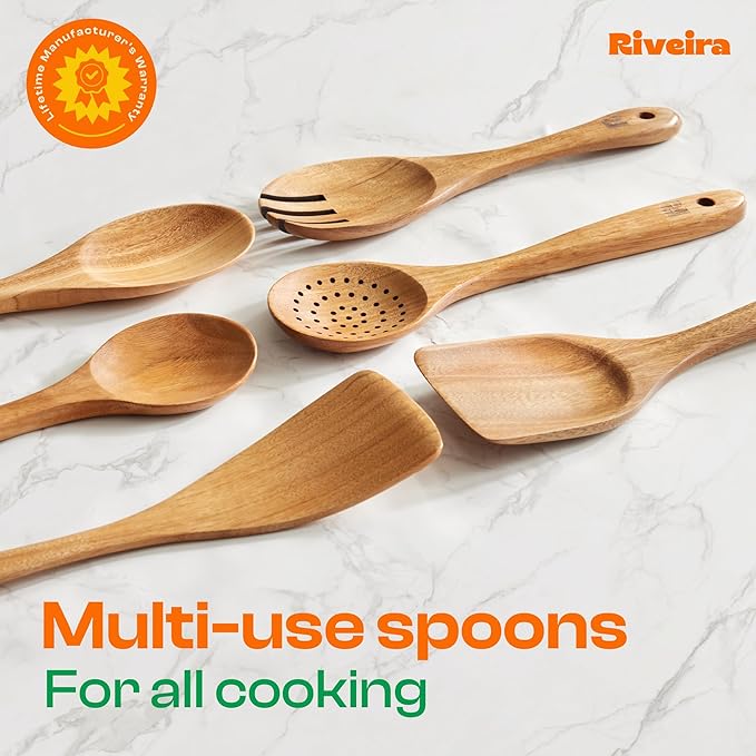 Riveira's 6-Piece Kitchen Essentials - Wooden Spoons for Cooking and Comprehensive Cooking Utensils Set-Ruum Studio Home