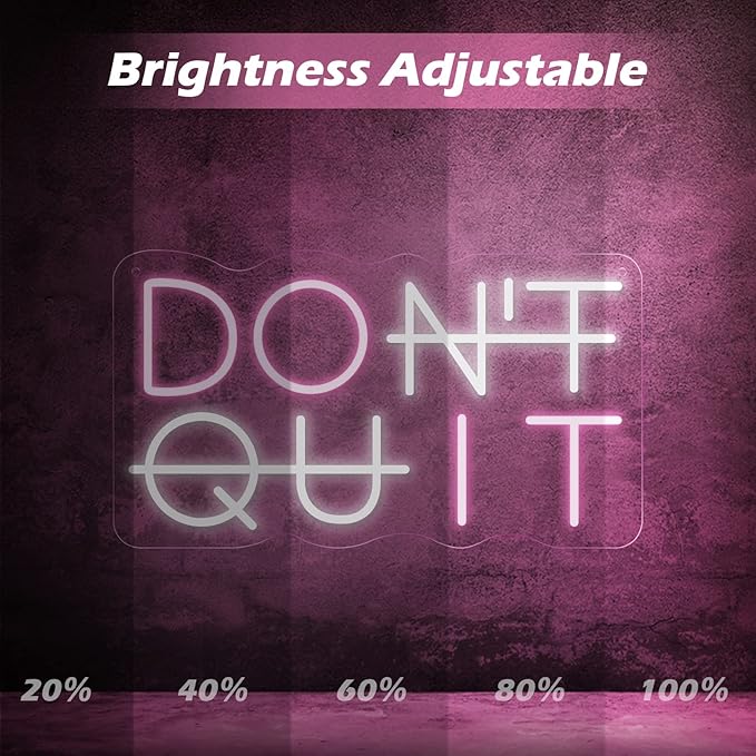 Don't Quit LED Neon Sign for Wall Decor, DO IT Neon Lights Party Decorations, USB Powered Switch Lighting Adjustable for Office, Gym, Man Cave, Gamer Room Decor