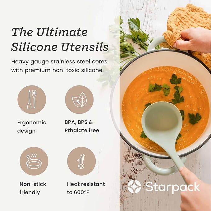 Starpack 'Like a Boss' XL Premium Silicone Cooking Utensils Set (6 Pcs) - Heat Resistant Kitchen Utensils 600°F - Non-Stick Silicone Utensil Set - Large Kitchen Utensils Set for Cooking & Serving-Ruum Studio Home