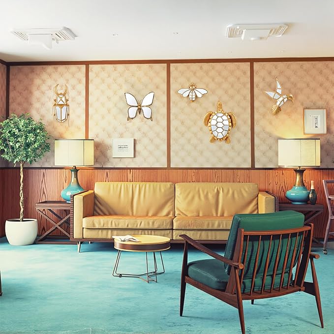 Decorative Bug Insects Beetle Mirrors - Gold Resin and Glass Wall Decor, Perfect for Victorian and European Themed Homes (Sheep Horn Beetle)-Ruum Studio Home