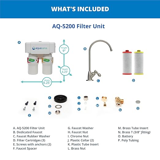 Aquasana Under Sink Water Filter System - Reduces PFAS, Lead, & Chlorine in Drinking Water - Under Counter Claryum Filtration for Kitchen - 2-Stage - Brushed Nickel Faucet - AQ-5200.55-Ruum Studio Home