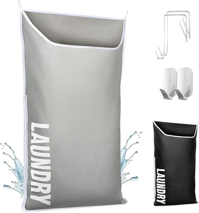 Hanging Laundry Hamper Bag XL 40x22", Space Saving over the Door Storage Bags, Behind the Door Hampers for Dirty Clothes & Wall Mounted Basket for Bathroom, Organizer for Small Room Spaces RV-Ruum Studio Home
