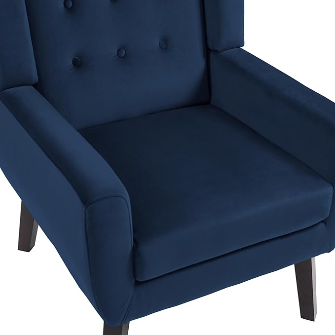 UIXE Accent Chair, Velvet Upholstered Armchair for Living Room, Modern Club Arm Chairs Comfy Single Sofa Button Tufted Bedroom Reading Seat - Royal Blue, Set of 1-Ruum Studio Home