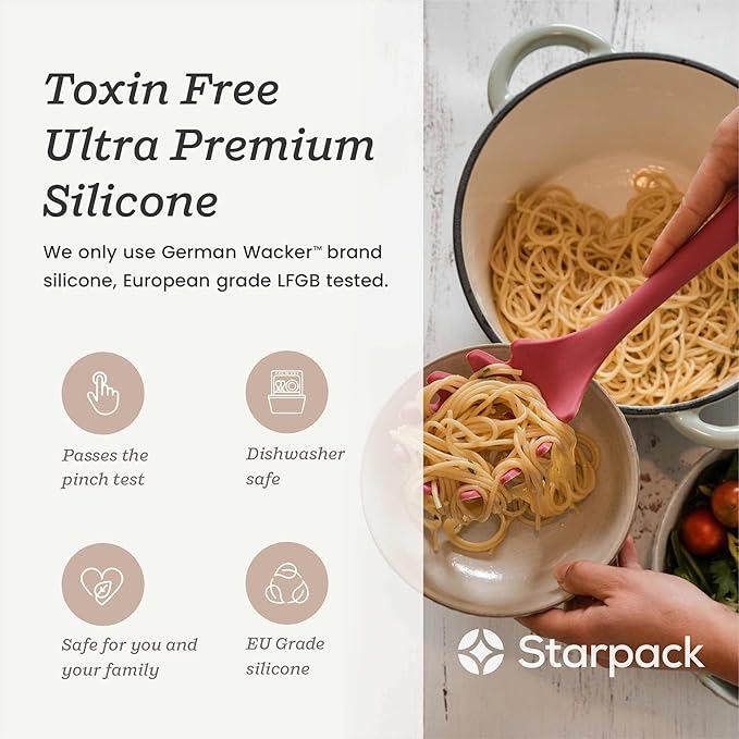 Starpack 'Like a Boss' XL Premium Silicone Cooking Utensils Set (6 Pcs) - Heat Resistant Kitchen Utensils 600°F - Non-Stick Silicone Utensil Set - Large Kitchen Utensils Set for Cooking & Serving-Ruum Studio Home